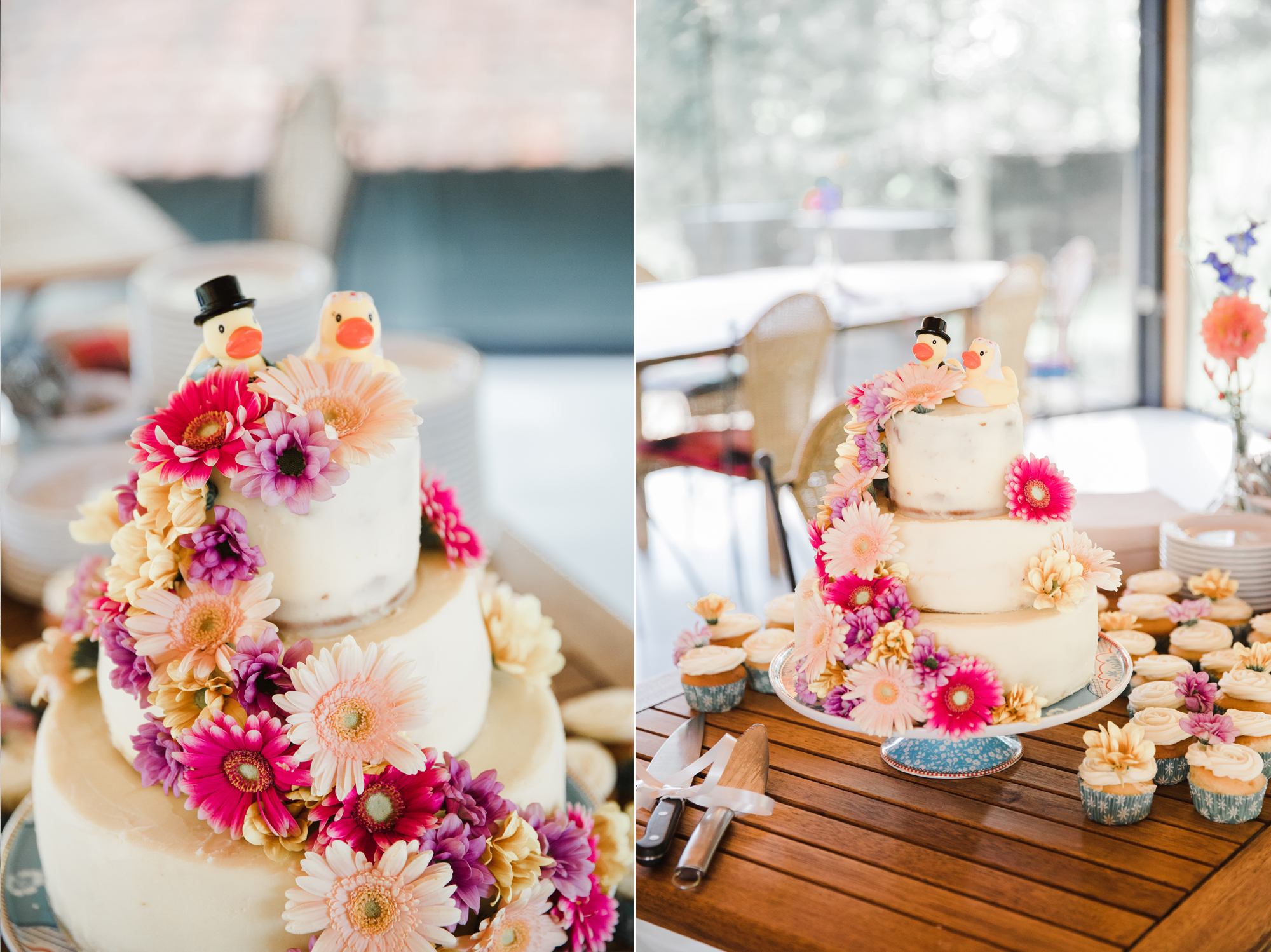 taart bloemen eenden bruidsfotograaf