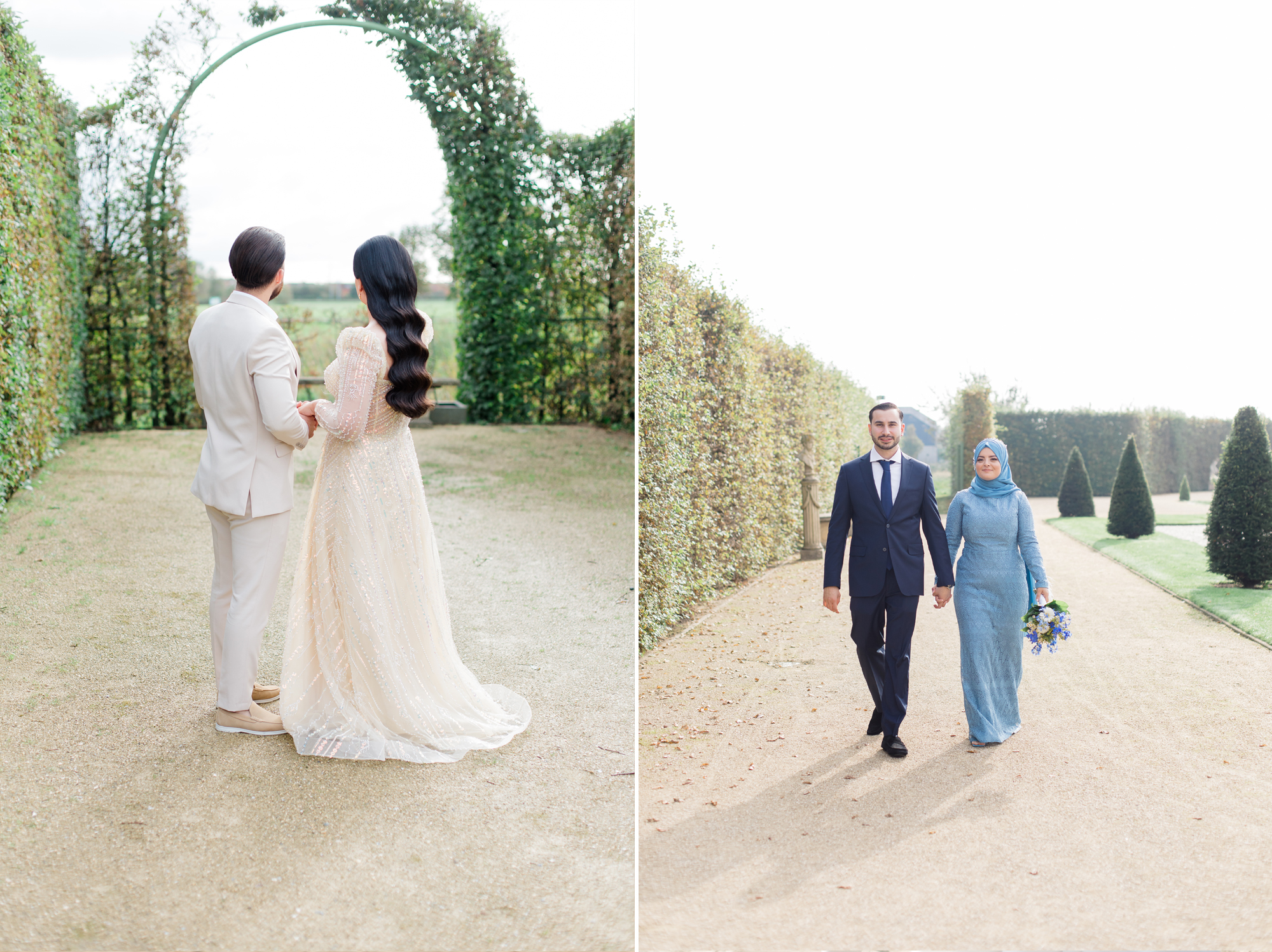 Een landgoed met prachtig aangelegde tuin is een mooie fotolocatie voor jullie bruiloft in Noord-Holland